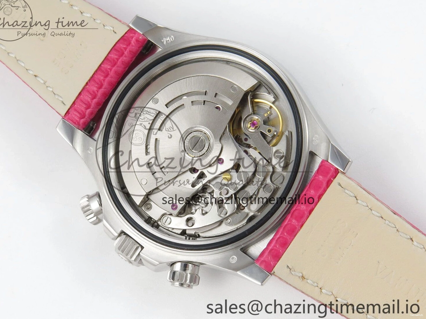 MPF Pink Daytona Bezel Dial Leather on Diamonds Modded 40mm SA4801 Custom Strap Pink 0513